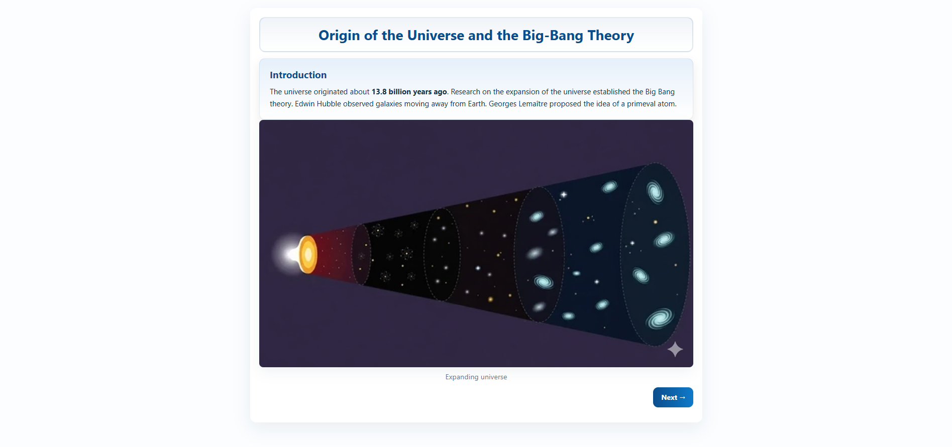 Origin of the Universe and the Big-Bang Theory