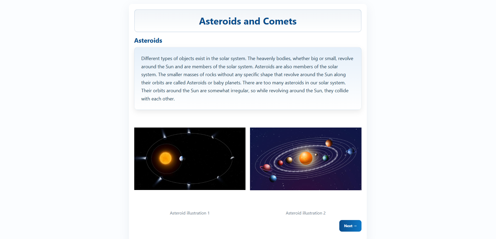 Asteroids and Comet