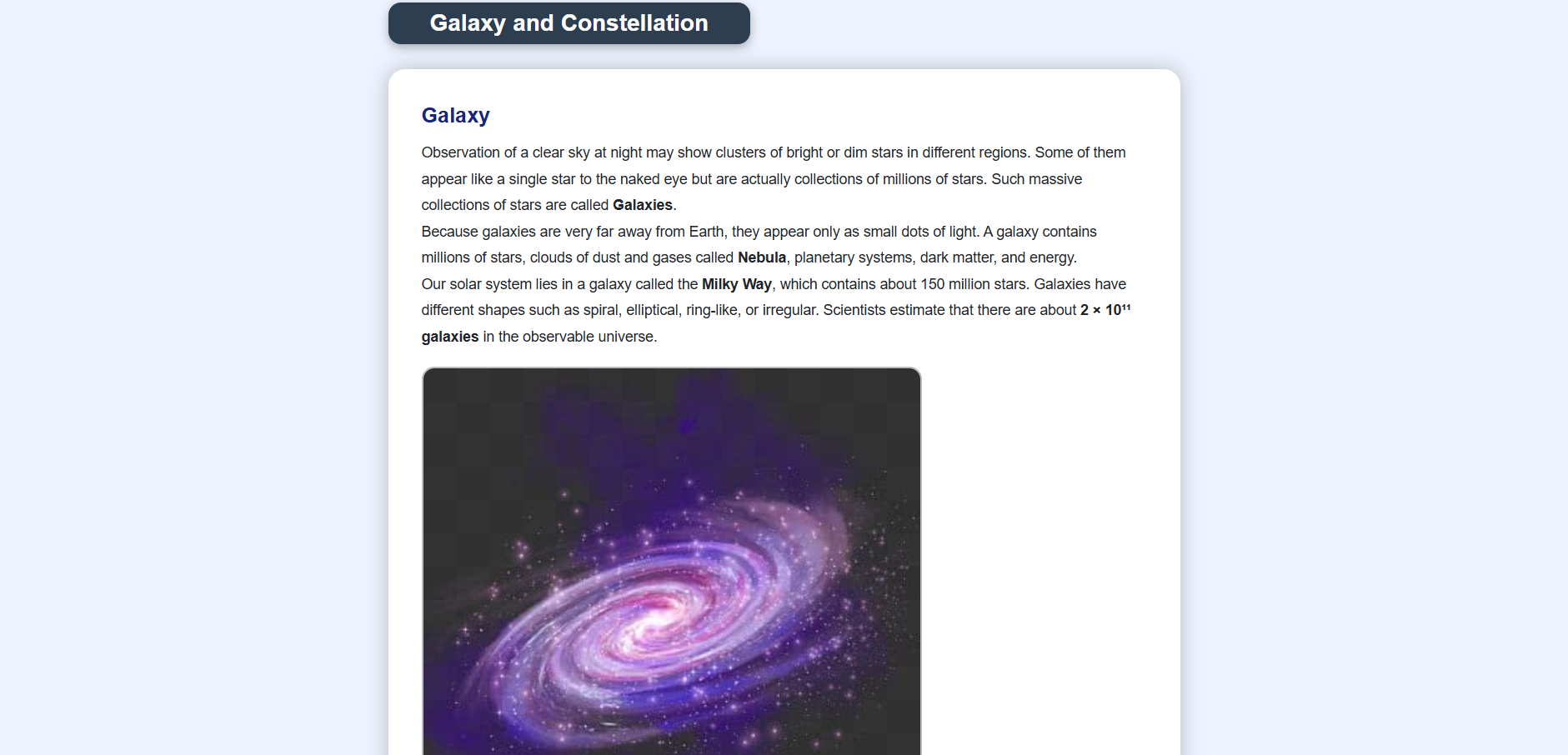 Galaxy, Constellation