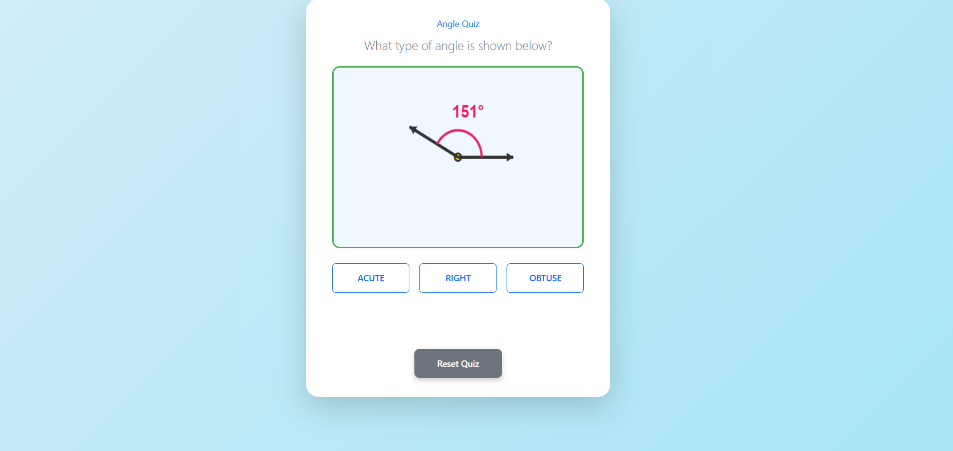 Obtuse, Acute and Right Angle