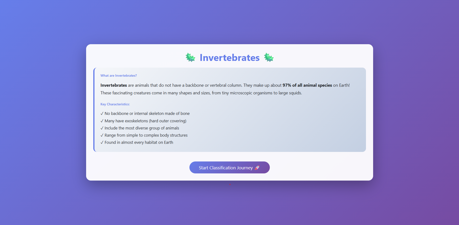 Invertebrates and Classification