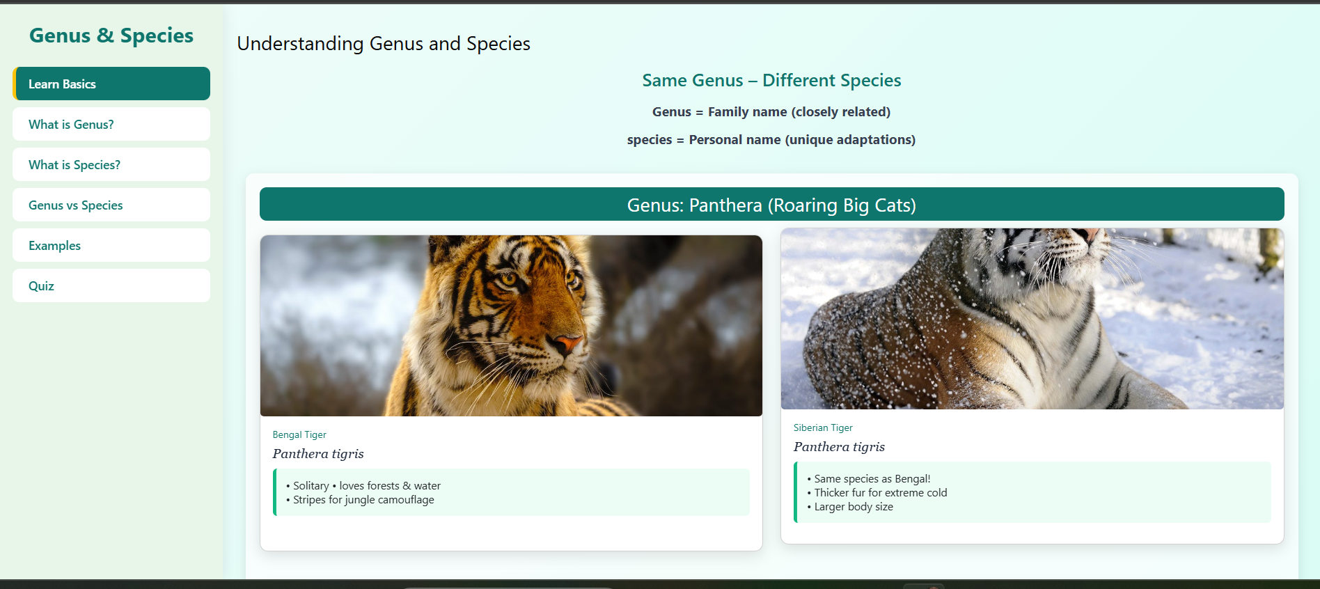 Genus and Species