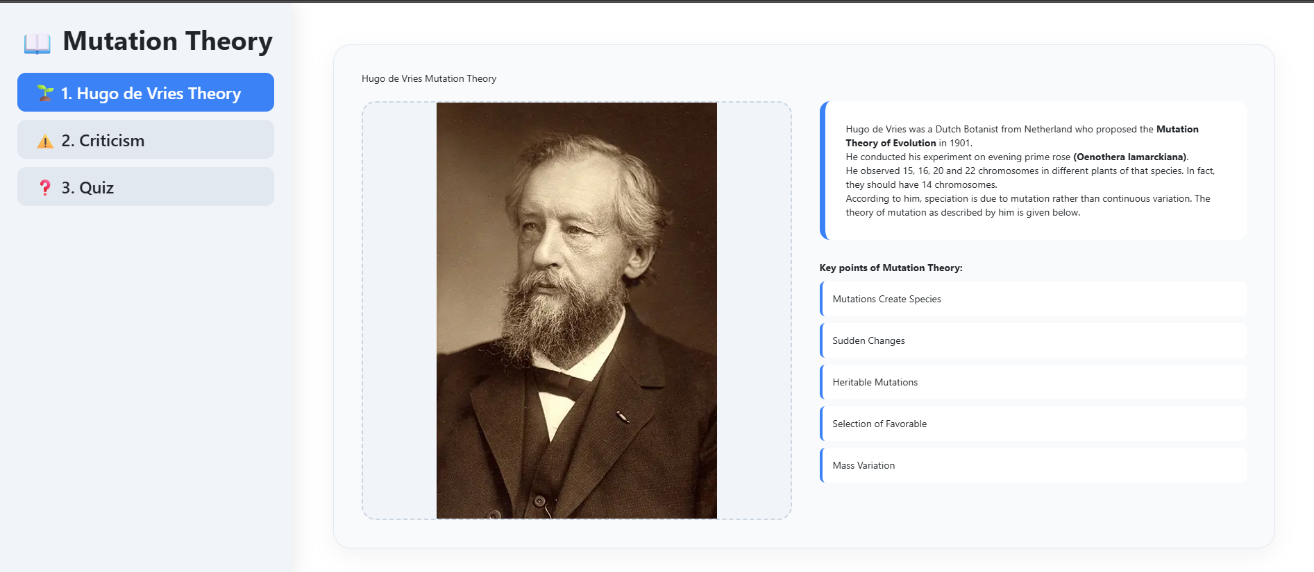 Hugo De Vries Mutation Theory