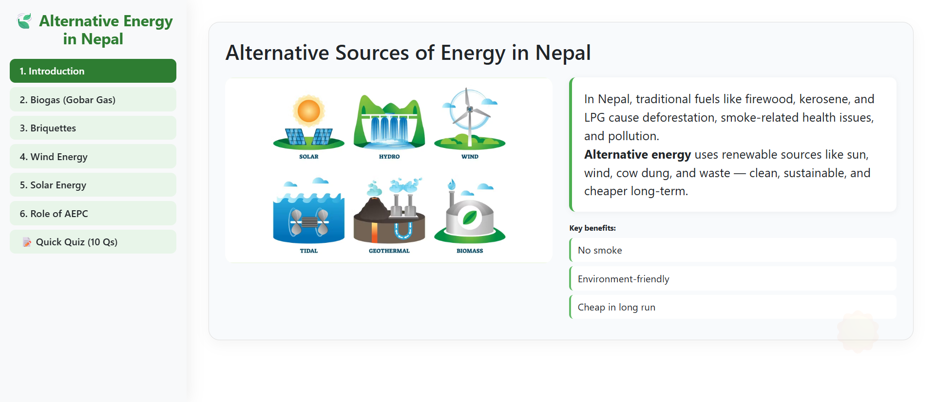 Alternative sources of energy in Nepal