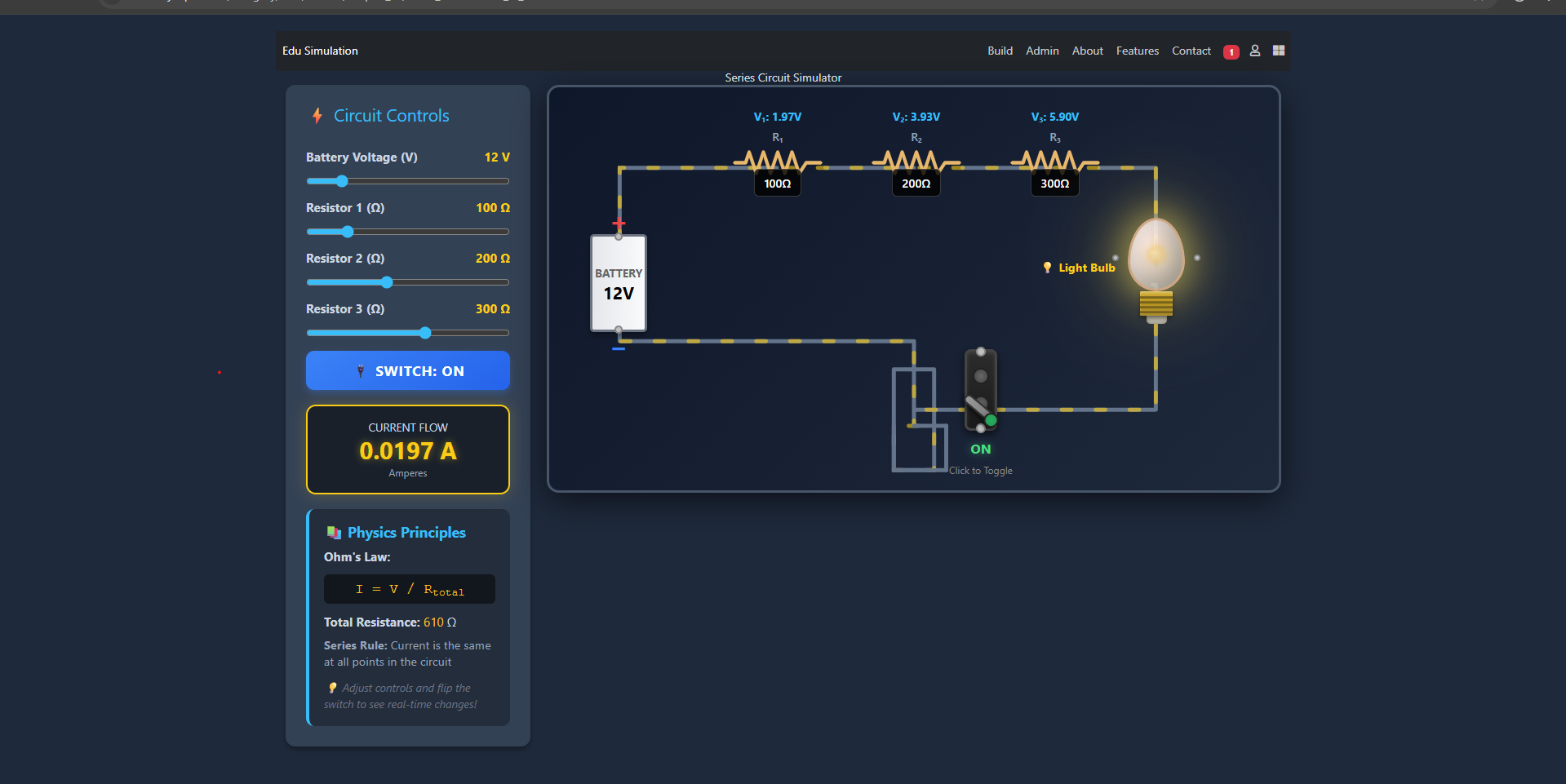 Series combination of resistors