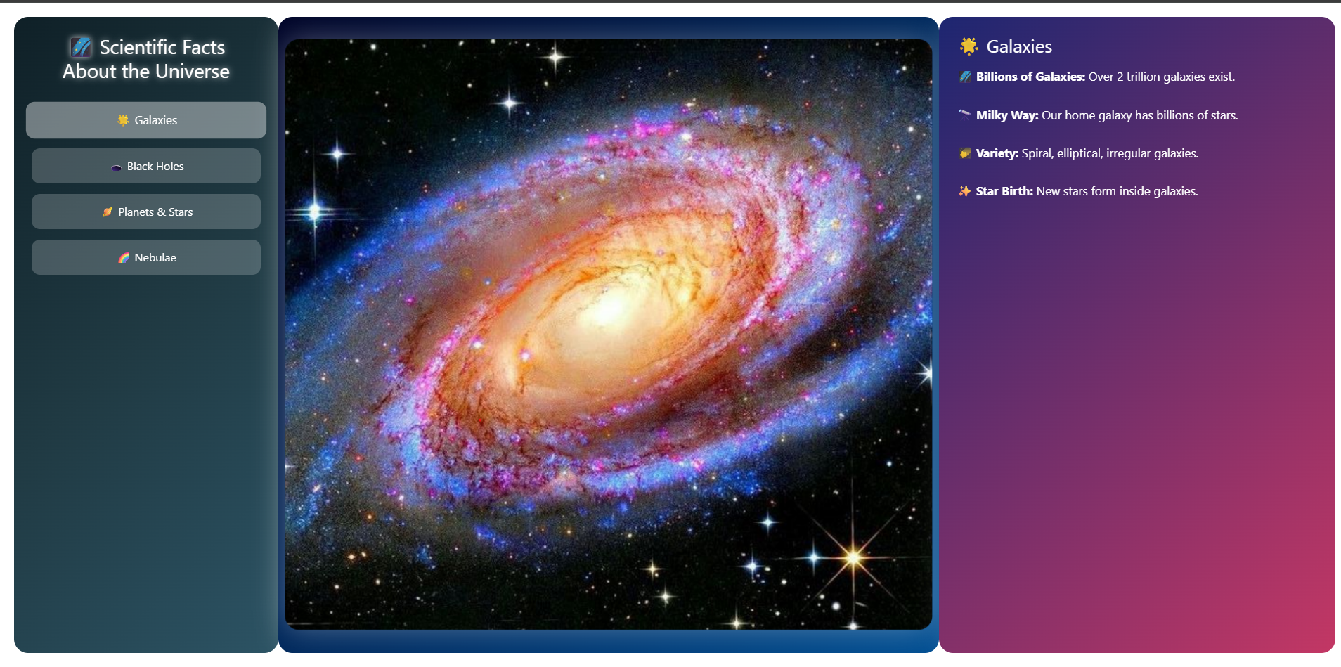 Scientific facts about the universe
